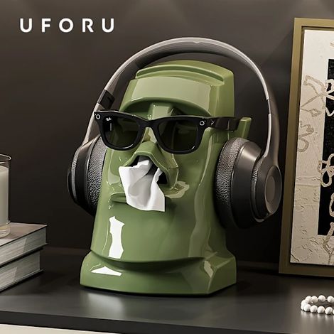 Boîte de rangement de bureau UFORU, support pour lunettes et casque audio, organisateur de bureau, boîte pour serviettes en papier, verte (1/5)