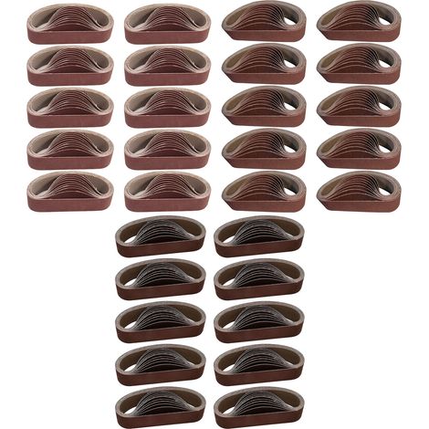 30 mini ponceuses à bande électriques, 10 bandes de ponçage en alumine (30330 mm), 80/240/800 chacune. (1/5)
