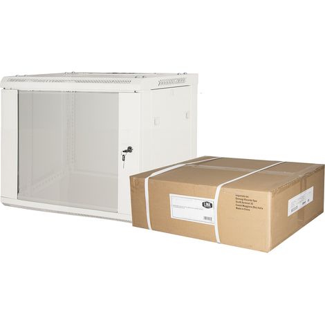Link ARMADIO RACK 19” 6 UNITA' DA MURO (A) 370 x (L) 600 x (P) 450 GRIGIO DISASSEMBLATO PORTA VETRO
