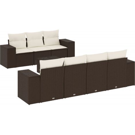 Set sofás de jardín 8 piezas y cojines ratán sintético marrón vidaXL (1/4)