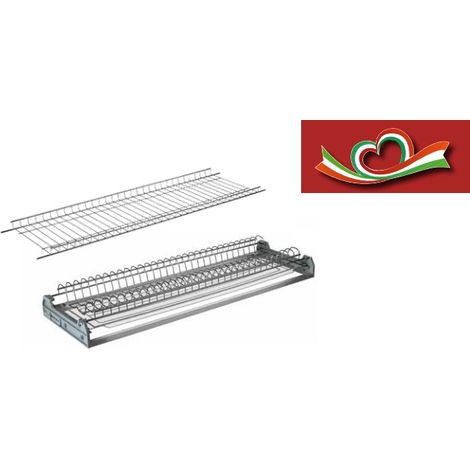 Scolapiatti Colapiatti in filo acciaio inossidabile c/ porta bicchiere e piatti 56cm