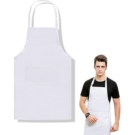 Tablier de Cuisine Professionnel Unisexe en Coton,Réglable avec 2 Poches,Imperméable et Lavable,Pour Chef,Pâtisserie,Restaurant,Barbecue,Jardinage et Café (1/3)