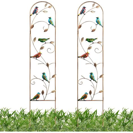 2 x 60 Inch Garden Wire Trellis Obelisk Tall for Climbing Plants Decoration Arched Fence for Patio Outdoor Lawn Yard Garden (Bird) (1/5)