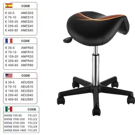 Tabouret de selle, hauteur réglable 20,1-28 po, capacité de poids 400 lb, dimensions 21,3x21,3 po, cuir synthétique, rotation à 360° (1/5)