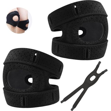 Orthopädische Knieorthesen, 2-teilige orthopädische Knieorthese für Sport, verstellbare Knieorthesen zum Laufen, Unterstützung für Kniescheibe und Bänder, für Outdoor-Sportarten, stoßdämpfende Gurte (1/5)