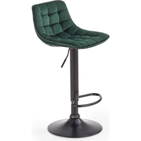 Tabouret de bar en velours vert foncé avec piètement en acier noir MANCHESTER (1/5)