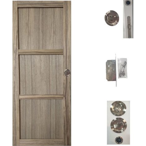 Porte Coulissante bois Frake 3 Panneaux H204 x L73 + serrure a condamnation (1/4)