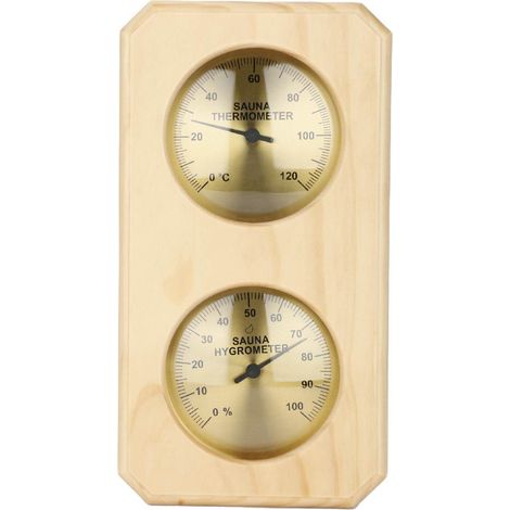 Thermomètre Hygromètre 2 En 1 Bois - Affichage Température 0 À 120 °C Humidité 0 À 100 % - Pour Sauna Intérieur Hôtel - 1 Pièce