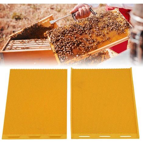 2 Pièces Moule à Cire d'Abeille 5.4mm Feuille de Cire Gaufrée DIY Accessoire Apiculture Jaune (1/5)
