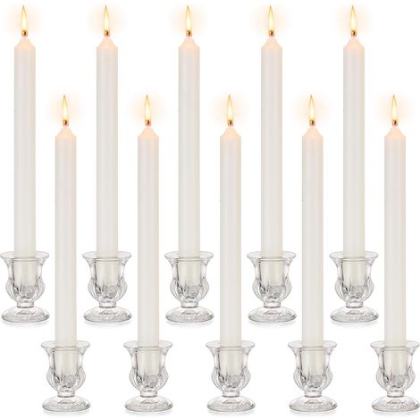 Lot de 10 bougeoirs coniques en verre, supports pour bougies, décoration mariage, Noël, intérieur. (1/5)