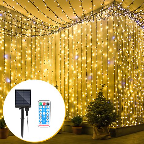 SWANEW Guirlanda Solare LED Ghirlanda Luminosa Tenda LED Party Giardino Interno Esterno Decorazione Illuminazione Natalizia 80M 800LEDs Bianco Caldo 2 x (1/5)