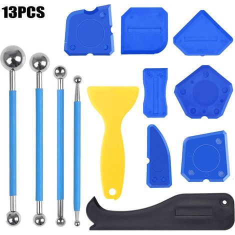 13 Pieces Finition de Joints Silicone et Lisseurs de Joints Outils d'étanchéité à Cadres, Kit d'Outil de Scellage et de Calfeutrage pour Salle de Bain Cuisine (1/3)