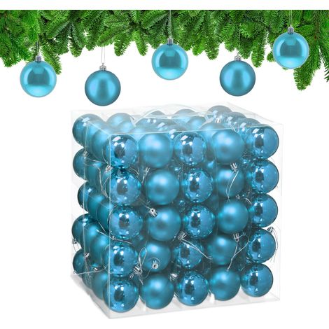 Juego de 100 adornos navideños para árbol de Navidad, acabado mate y brillante