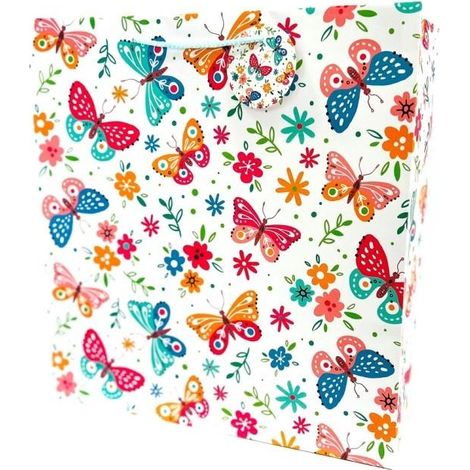 Pochette décorative mate 35 x 37 x 12 cm, motifs papillons et fleurs