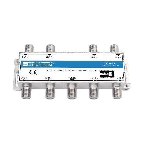 Commutateur DiSEqC 8/1 Opticum, 8 Entrées Satellites 1 Sortie Récepteur HD 3D 4K