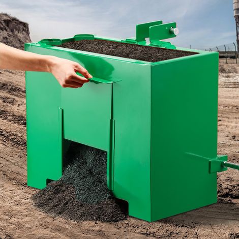 Boîte de Ballast pour Tracteur 3 Points Catégorie 1, Boîte de Lest pour Tracteur et Chargeur, Charge Max. 363 kg, Volume 0,09 m³, en Acier Q235, avec Récepteur 50,8 mm, Porte Coulissante, Vert (1/5)