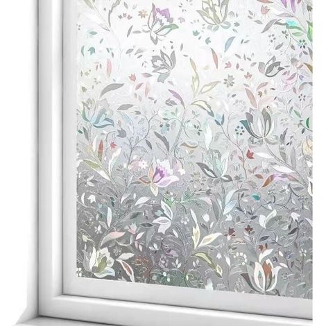 Film pour Fenêtre Film Electrostatique 45 cm × 200 cm Protége Intimité Anti-UV Décoratif Film Vitre Anti Regard Occultant avec Motif Tulipes Fleurs (1/4)
