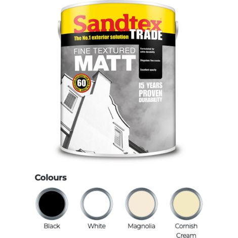 Sandtex Trade Fine Textured Matt Masonry - Brilliant White - 5L