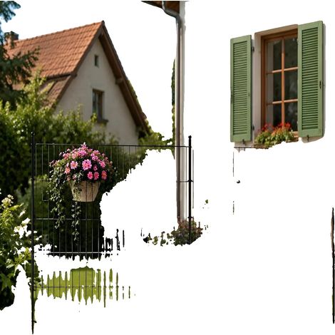Clôture de jardin, métal résistant à la rouille, env. 74 x 102 cm, design à emboîtement, 10 segments, 11 barres de fixation (1/5)