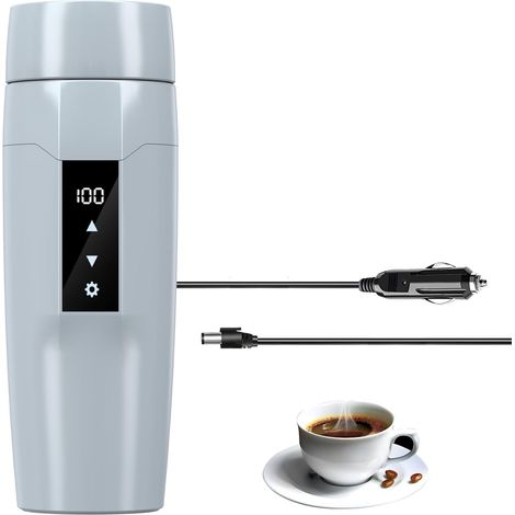 12V voiture chauffage électrique bouilloire avec contrôle de la température,40100℃ réglable,mini portable tasse d'eau électrique,anti-fuite,80W chauffage rapide isolation tasse,arrêt automatique,Gray (1/5)