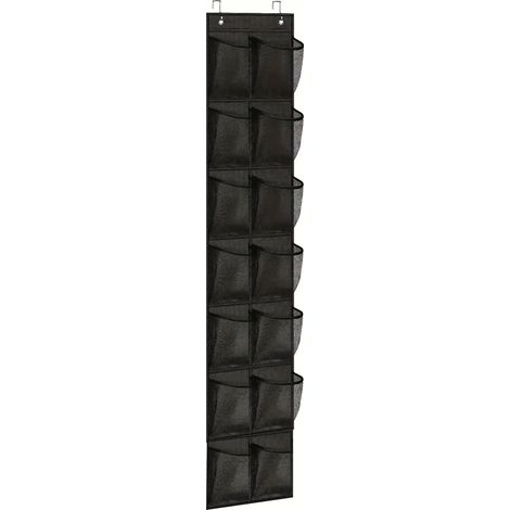 Sac à chaussures suspendu  à 12 compartiments, noir, design multicouche. (1/4)