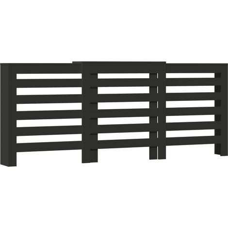 Cubrerradiadores moderno con estante práctico salón 205 x 21,5 x 83,5 cm de madera contrachapada negro 020049799 (1/5)