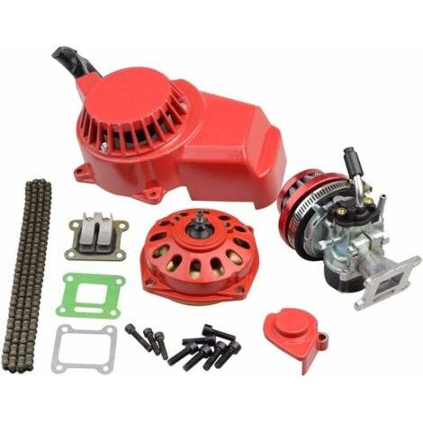 Rouge Démarreur aluminium Pédales de démarrage Filtre à air carburateur d'embrayagede 6T vitesses Chaîne Cylinder kit 47cc 49cc 2 temps Engine (1/4)