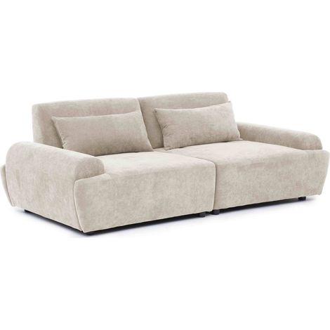 Canapé modulable en tissu 2 places dossier ajustable 218 cm écru - Callisto (1/5)