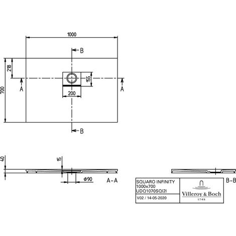 Villeroy & Boch UDQ1070SQI2IVAL DW Squaro Infinity 1000x700x40mm