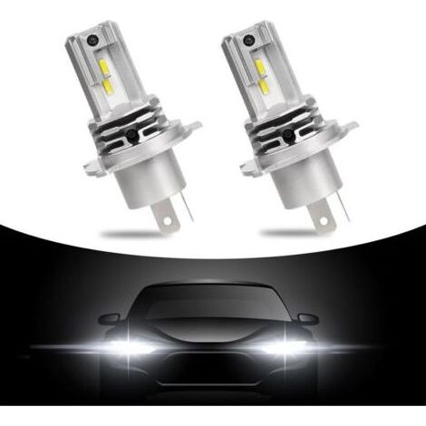 Pair 2 Pièces Ampoule H4 LED 6500K Blanche,60W Extrêmement Lumineuses,Plug and Play 12V Phares Pour Voiture et Moto (1/5)