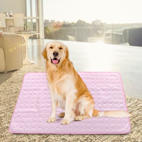 Tapis d'été respirant en coton pour chiens et chats, rose (50 x 40 cm) (1/5)