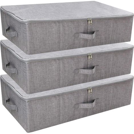 Boîtes de rangement sous lit pliables et lavables, lot de 3, gris foncé (1/5)
