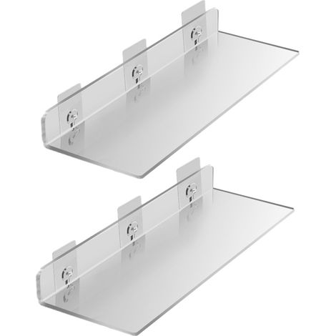 Ensemble de 2 étagères flottantes - Optimisez facilement votre espace mural - Petite étagère murale en acrylique pour chambre, salle de bain, salle de jeux, salon, bureau (1/5)