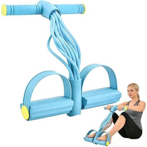Bande de résistance à pédale à 10 tubes avec poignées – Corde de traction pour entraînement complet du corps, entraînement de gym à domicile, yoga et pilates Bandes d'exercice pour homme et femme (1/4)