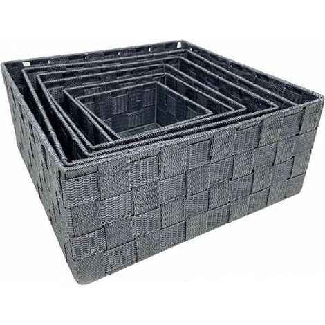 Cleafe - 6pz Scatola In Tessuto Contenitori Organizer Bagno Armadio Cassetti Grigio 79151 - (1/5)