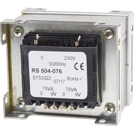 Transformateur à montage sur châssis, Vin 230V c.a., Vout 9V c.a., 2 sorties, 150VA ( Prix pour 1 )