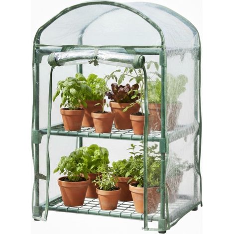 Mini Invernadero de Jardín de 2 Niveles 50x45x84 cm PVC Invernadero Compacto para Semilleros