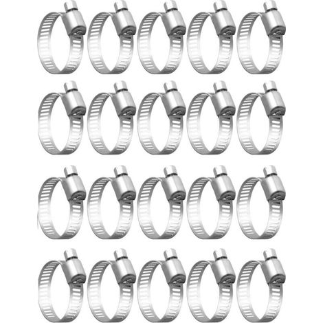 20 Pièces Collier De Serrage Tuyau, Collier De Serrage Tuyau Réglable 32-50mm, 304 Collier De Serrage Inox, Collier Serrage Métallique, Pour Tuyau, Home Gaz, Famille Tuyau D'eau, Câble, Robin-- (1/5)