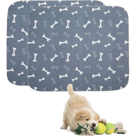 Lot de 2 Tapis éducateur chien, Absorbant réutilisable, Anti-fuites gris, Pour chiot et chat