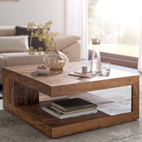 Table basse 90x90x40 cm en sheesham massif (1/5)