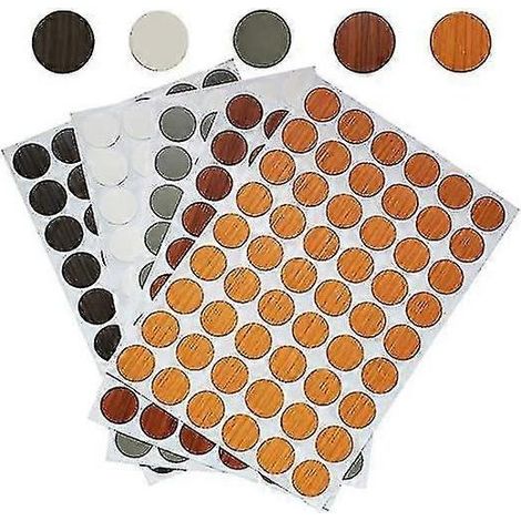 216 pièces d'autocollants en PVC pour trous de vis, cache-vis de 21 mm, pour capuchons de meubles -t (noir en relief) (1/4)