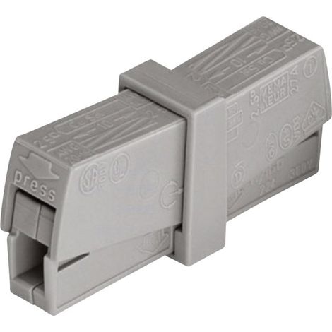 Borne de raccordement WAGO 224-201 flexible: 0.5-2.5 mm² rigide: 0.5-2.5 mm² Nombre de pôles: 2 gris (1/2)