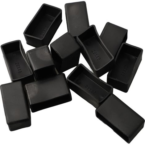 Juego de 12 patas rectangulares de goma para muebles tapizados - Protectores de suelo cuadrados - 20 x 40 mm (1/4)