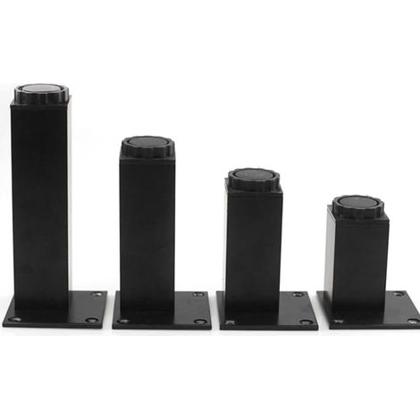 Pieds de meuble réglables 10 cm, lot de 4 pieds noirs pour canapé, table basse et table. Hauteur 10 cm / 3,94 pouces, pattes ajustables en métal, robustes et faciles à monter. (1/5)