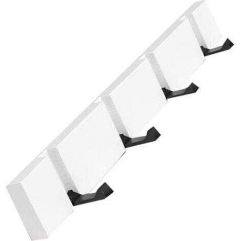 Wooden Wall-Mounted Coat Rack with Foldable Hook for Hanging Scarves, Handbags, Umbrellas, Towels, and Clothes (4 Hooks, White)
