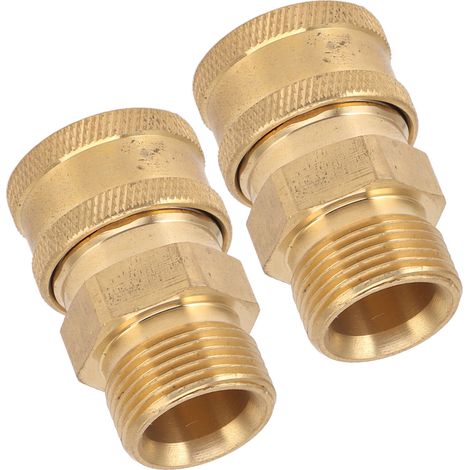 2 adaptateurs en cuivre pur M22 pour nettoyeur haute pression, filetage femelle NPT 3/8" vers filetage mâle M22, diamètre intérieur 14 mm / 0,55" (1/5)