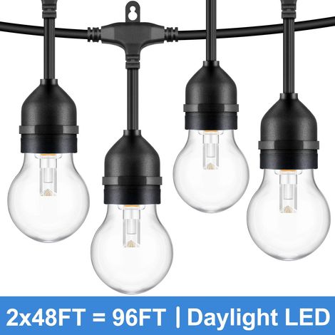 Guirlande Lumineuse LED Extérieure Dimmable - 3000 K Blanc Chaud - Étanche IP65 - Résistante aux Intempéries - Pour Patio Jardin Pergola Café - 12 m - 24 Ampoules (1/5)