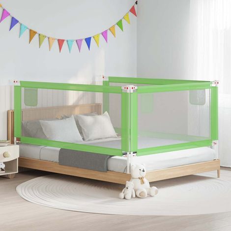 Barrière de lit pour enfant, verte, 200 x 25 cm, en tissu
