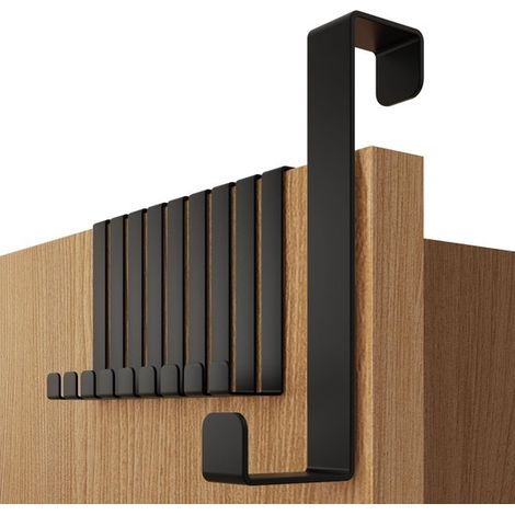 Set di 10 appendiabiti da porta, utilizzabili singolarmente o posizionabili ovunque, adatti a porte con spessore da 1,5 a 2,2 cm, pratico appendiabiti, colore bianco. (1/5)