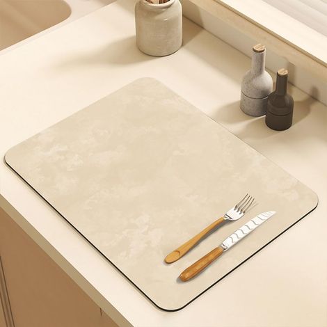 Tapis Egouttoir Vaisselle, Absorbant Vaisselle pour Comptoirs de Restaurant Cuisine Bar Café, Couleur Unie (Beige,40x50x2,5cm) Beige 40x50x2,5cm'Beige 40x50x2,5cm'Beige'40x50x2,5cm